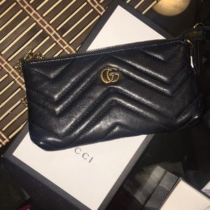 Authentic Gucci Black Wristlet with Dustbag + Box